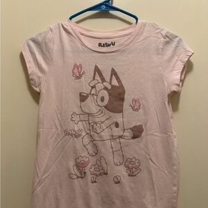 Lucy Pink Short Sleeve Tee with Brown Bluey Graphic